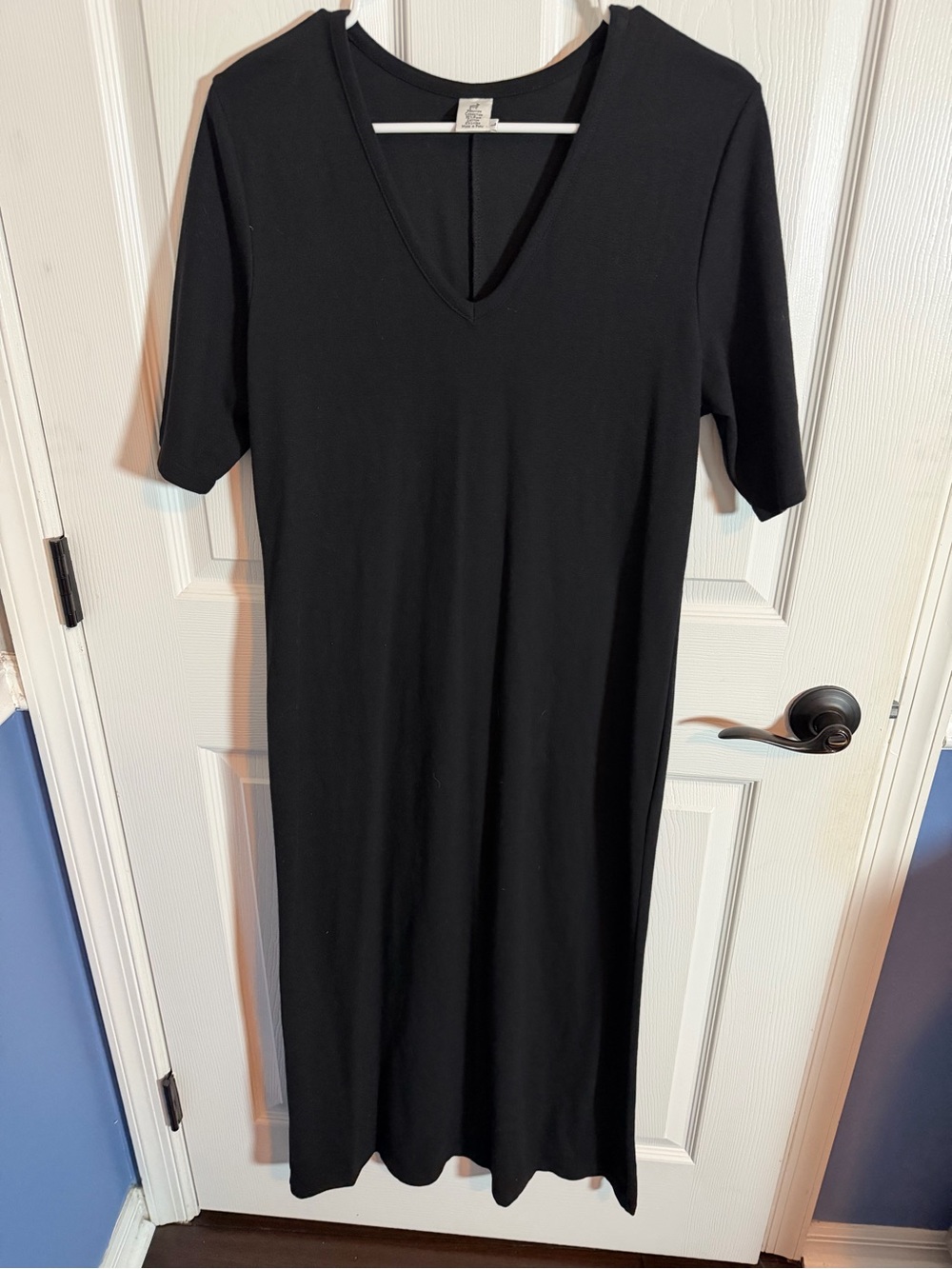 Peruvian Connection’s Pima Cotton Jersey V-Neck Dress Large